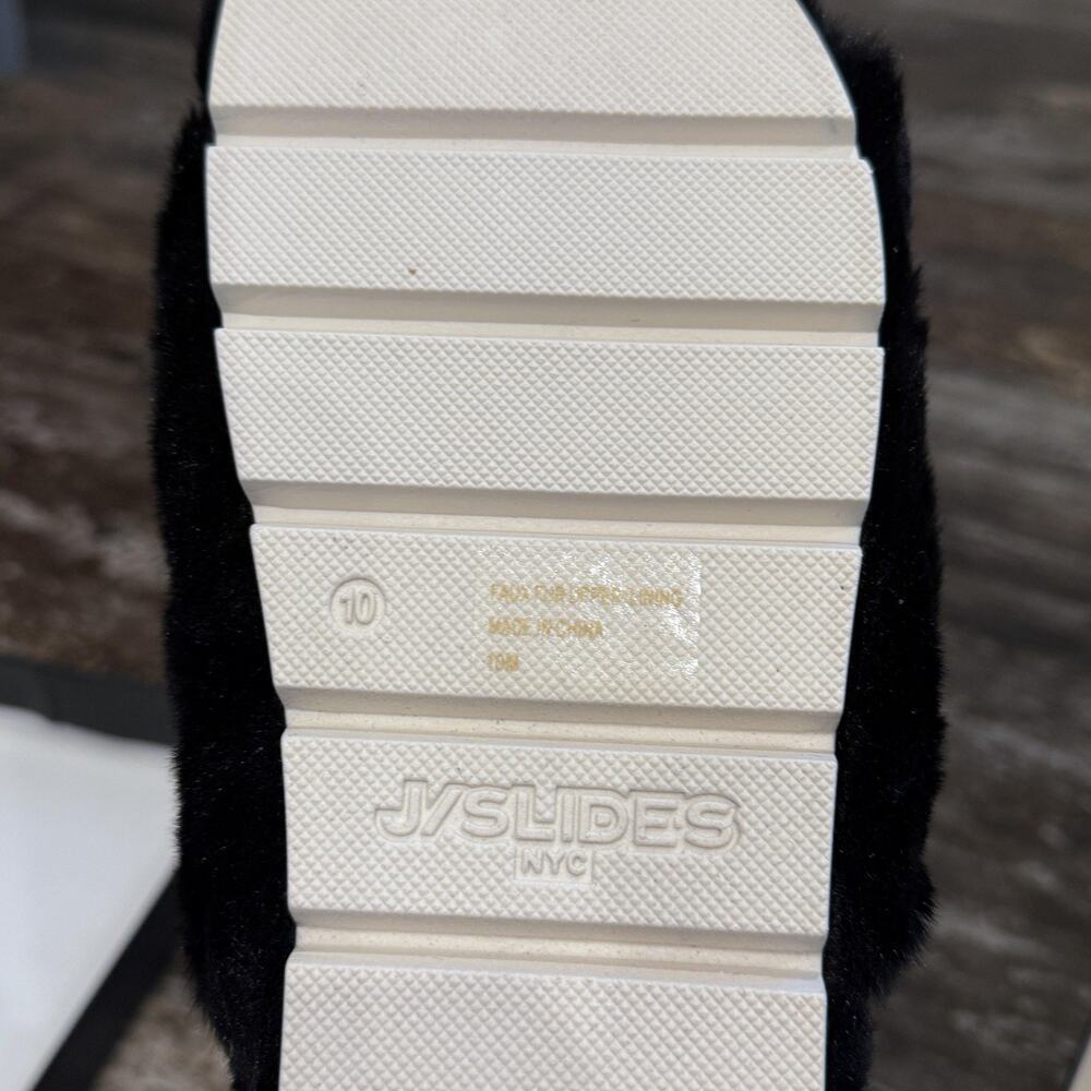 J/Slides NYC Shoes Womens Size 10 Bree Double Buckle Faux Fur Slides Sandals NEW - Picture 9 of 10